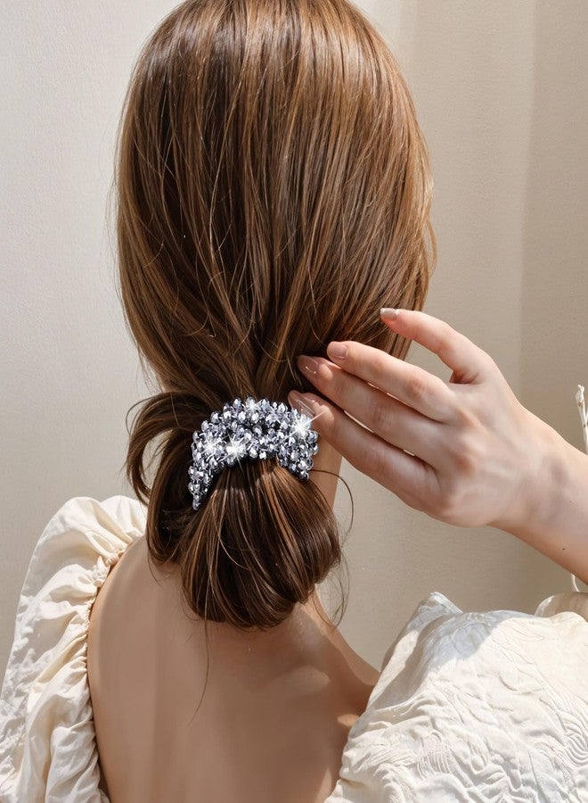 Hpmjz 3 Pcs Rhinestone Hair Tie Ponytail Holders Sparkly Beaded Scrunchies Glitter Bling Decorative Hair Bands Elastic Crystal Ponytail Holder for Women Accessories Pretty Fancy Stretchy Ropes Christmas - Image 4